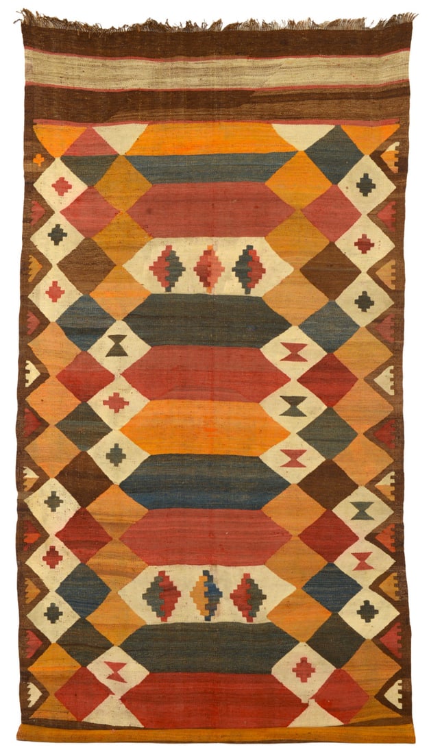 Tajik Kilim: ca. 1900, 335 x 172 cm, Central Asia, North Afghanistan