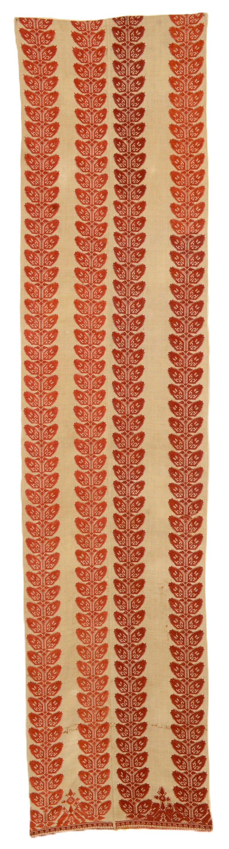 Greek Silk Embroidery: ca. 1800, 205 x 50 cm, Aegean, Cyclades, Amorgos 