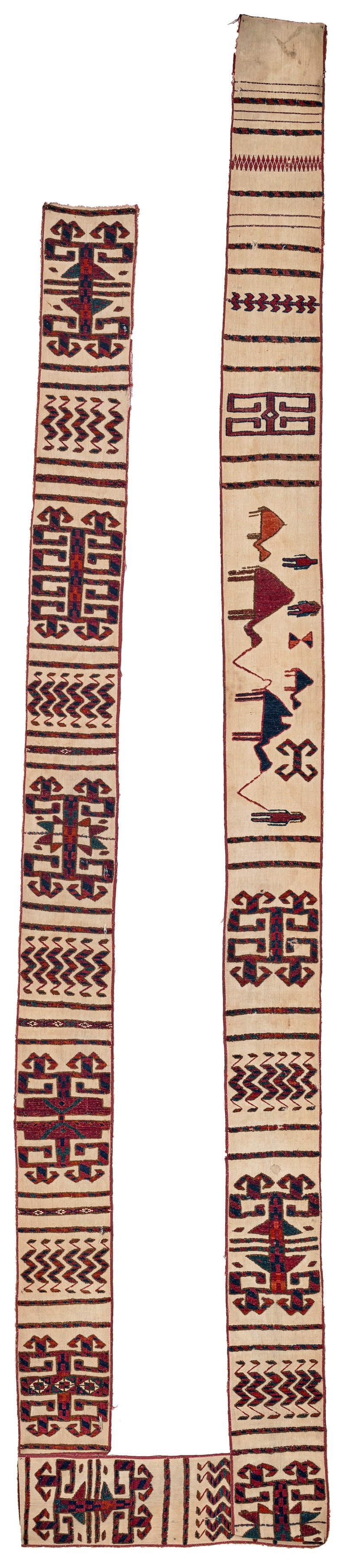 Goklen Tent Band Fragment: ca. 1800, 590 x 18 cm, North East Persia / South West Turkestan A fragment of a narrow tent band. The surviving section represents about half the original length. Judging by its dimensions,
