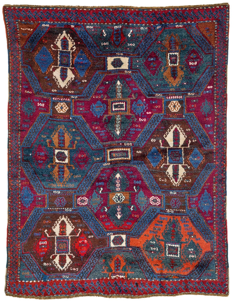 Sarkisla: second half 19th century, 169 x 130 cm, Central Anatolia, Sivas Typically fine in weave and with a high pile, this Kurdish rug was made in the surroundings of the town of Sarkisla. Its repeat of