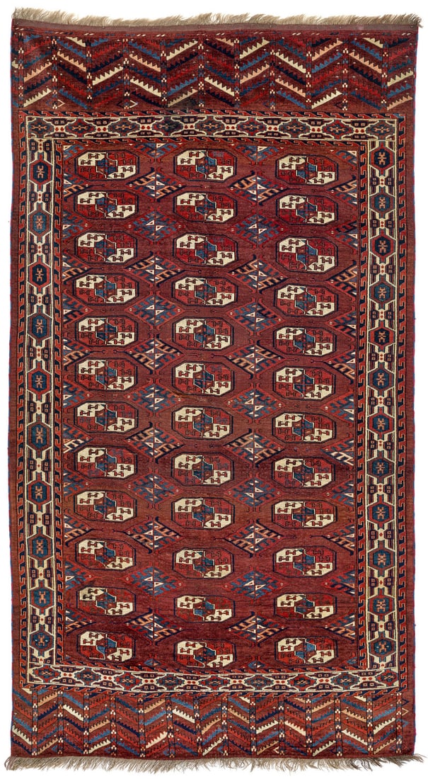 Abdal Main Carpet: first half 19th century, 272 x 147 cm, Central Asia, West Turkestan It was not until publication of the 1993 exhibition catalogue, “Wie Blumen in der Wuste“ (catalogue for the Turkmen exhibition a