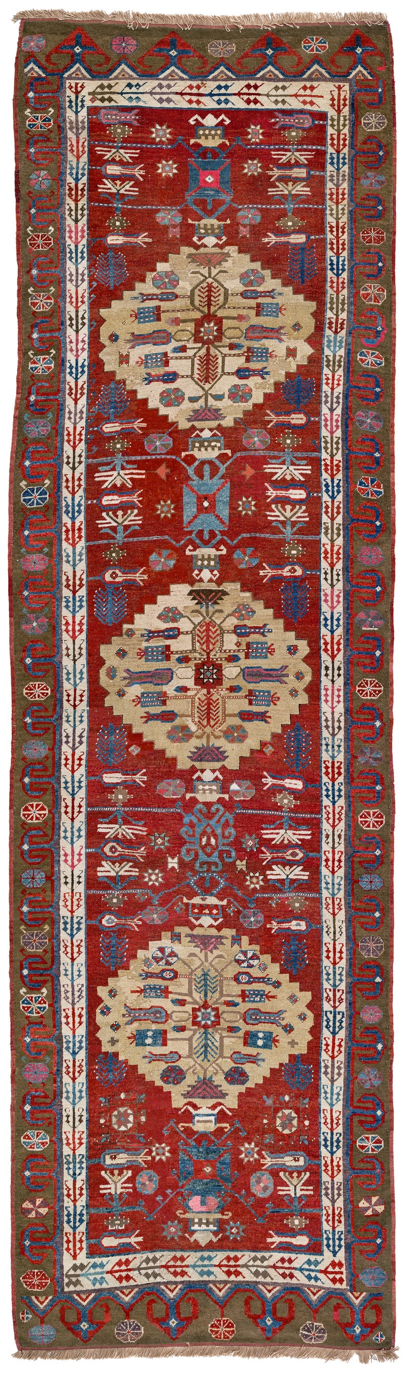 Karapinar: 17th / 18th century, 411 x 117 cm, Central Anatolia, Konya This Anatolian rug type used to be little known in the West since it was obviously not exported. It has been attributed to Karapinar ever sin