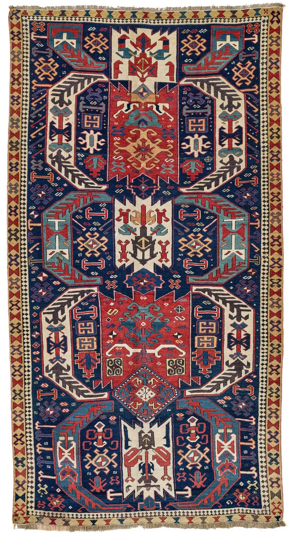 Lenkoran: 18th / 19th century, 270 x 137 cm, South East Caucasus A particularly rare Caucasian rug, probably a precursor of the Lenkoran group. A very similar example was published in the 1999 book, "Orient Sta