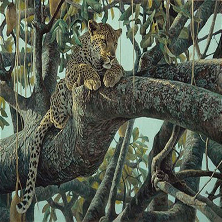 Leopard in a Sausage Tree: Bateman, Robert; Limited Edition Print Approx. Size 25.75" x 20", Certificate of Authenticity