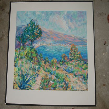 Untitled "Seascape": Kamin, J; Signed and Numbered, Print, Approx. 21" x 27.5" - Border damaged