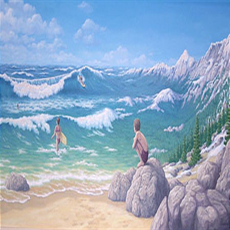 Aquatic Mountaineering: Rob Gonsalves Limited Edition Giclee on Canvas 195 s/n 13.5" h x 26.75" w