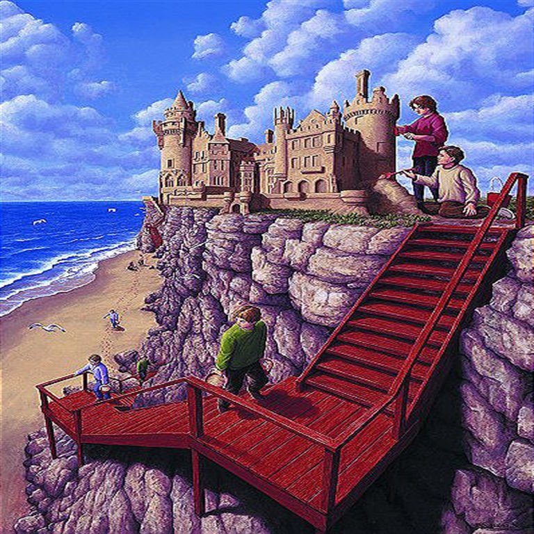 Castle On The Cliff: Rob Gonsalves Limited Edition Giclee on Paper 175 s/n 12.25" h x 9" w