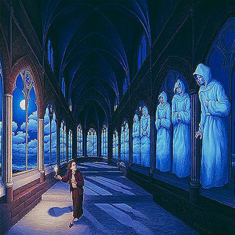 Medieval Moonlight: Rob Gonsalves Limited Edition Giclee on Canvas 195 s/n 14" h x 16.375" w