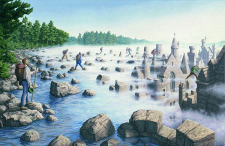 Stepping Stones: Rob Gonsalves Limited Edition Giclee on Canvas 195 s/n 21.5" h x 13.9375" w