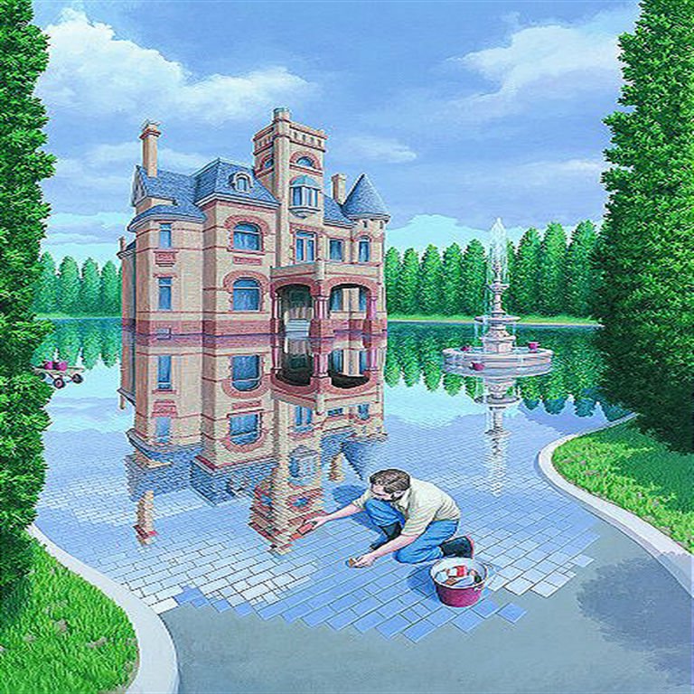 The Mosaic Moat: Rob Gonsalves Limited Edition Giclee on Paper 175 s/n 9" h x 12" w