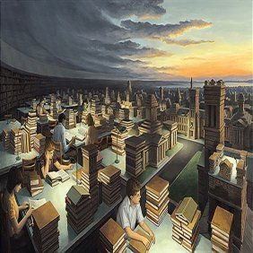 Towers of Knowledge: Rob Gonsalves Limited Edition Giclee on Canvas 395 s/n 15.5" h x 27" w