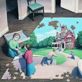 Unfinished Puzzle: Rob Gonsalves Limited Edition Giclee on Canvas 195 s/n 14" h x 14" w