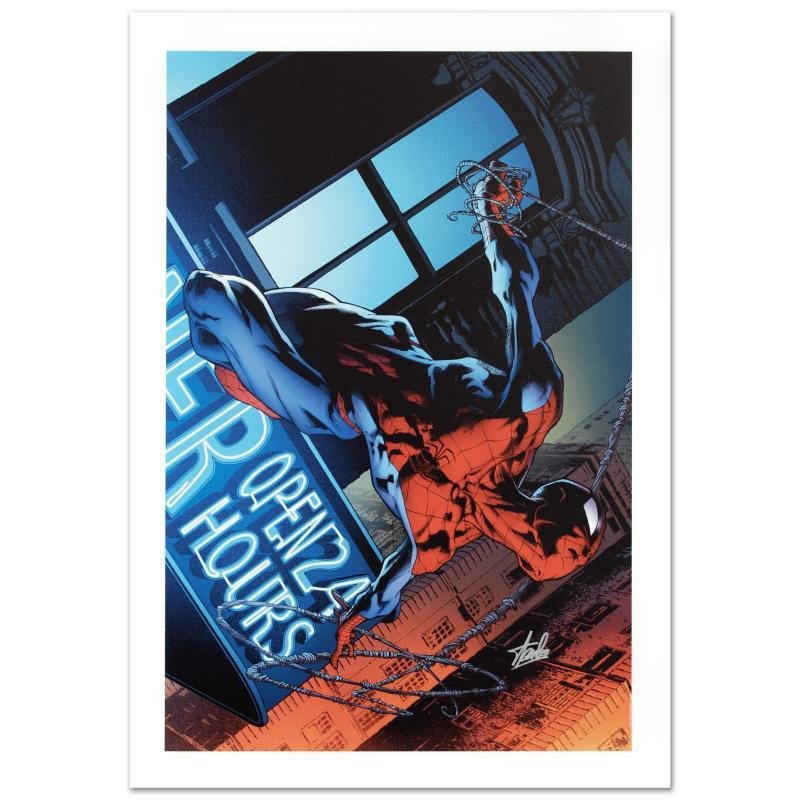Marvel Comics The Amazing Spider-Man #592 by Stan Lee: A piece of comic book history, this limited edition print, drawn by Joe Quesada, depicts the heroic Spider-Man. Joe Quesada gained renown in the comic book by drawing several Valiant Comics titles. In