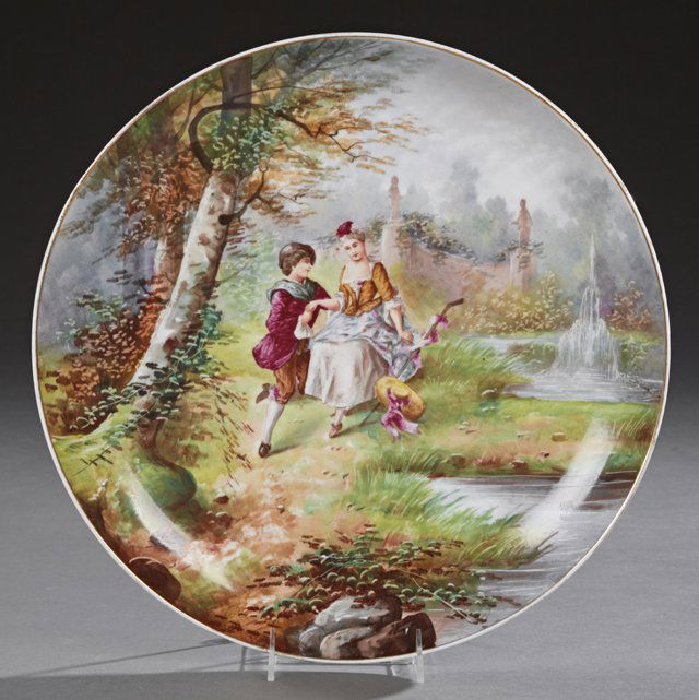 Large Hand Painted French Porcelain Charger, 19th c., (1 of 1)