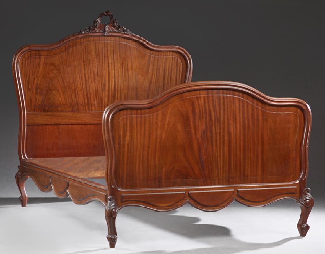 French Louis XV Style Carved Walnut Double Bed, early (1 of 1)