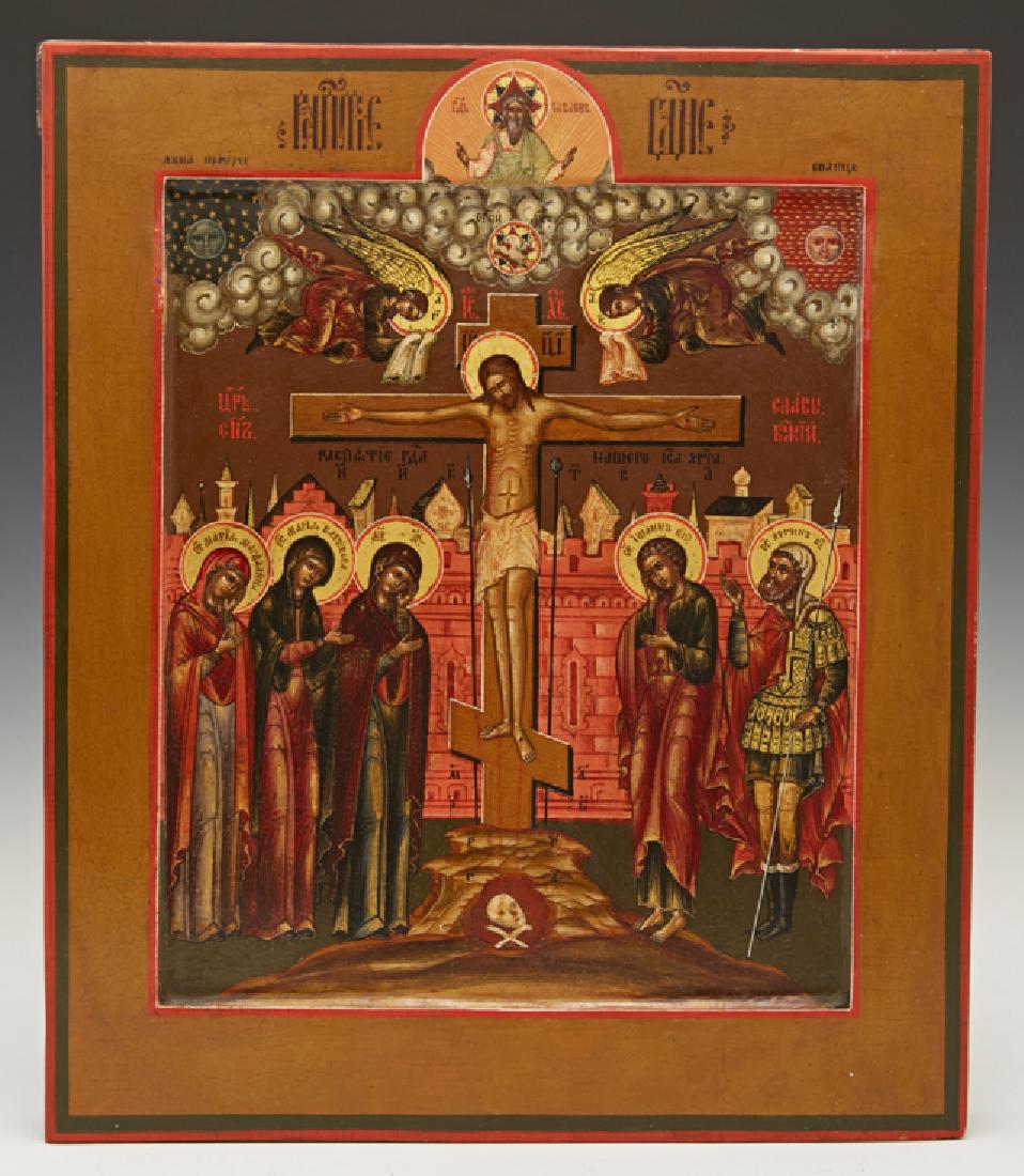 Russian Icon of the Crucifixion, 19th c., tempera and (1 of 1)