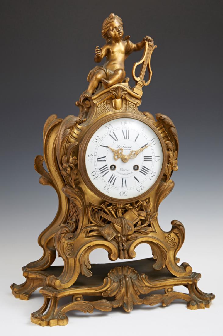 French Bronze Louis XVI Style Cartel Mantle Clock, 19th (1 of 1)