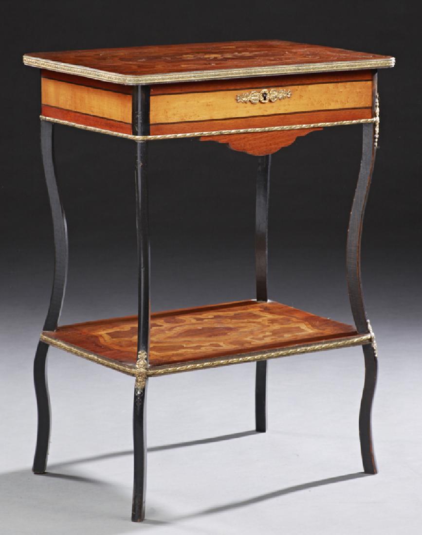 French Marquetry Inlaid Ormolu Mounted Work Table, c. (1 of 3)
