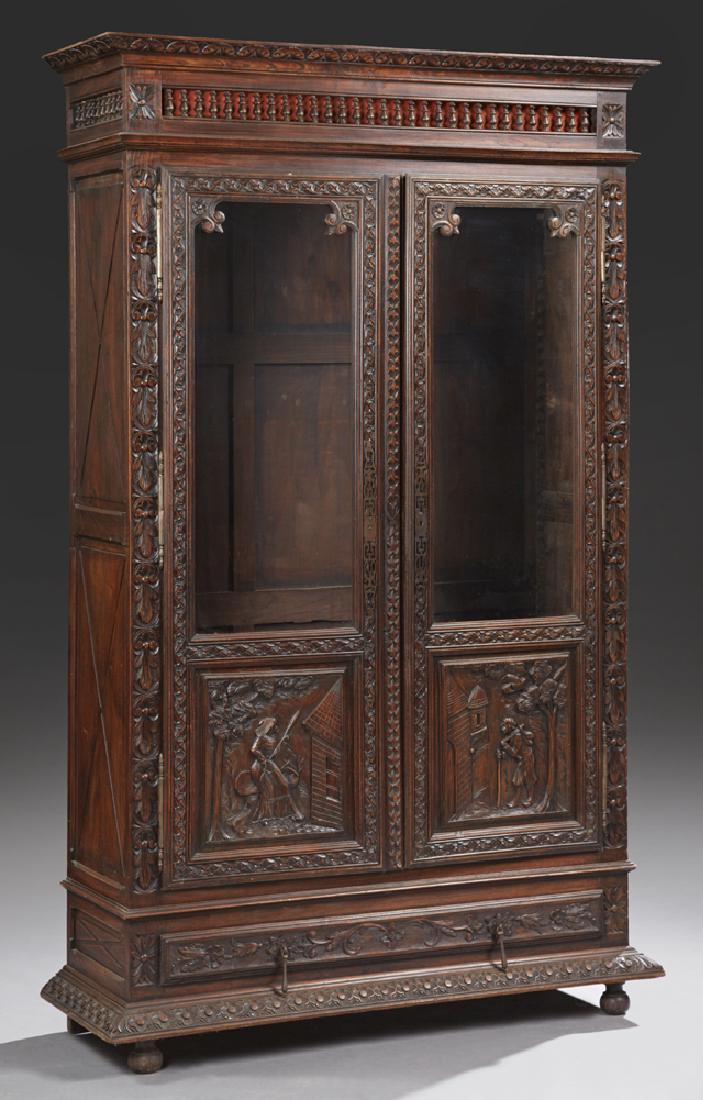 French Provincial Carved Oak Bookcase, 19th c., (1 of 1)