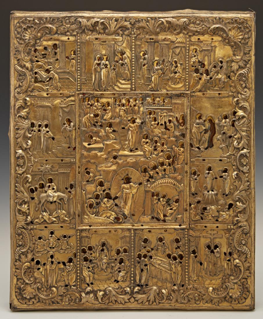 Large Russian Icon of the Resurrection with Feasts, (1 of 5)