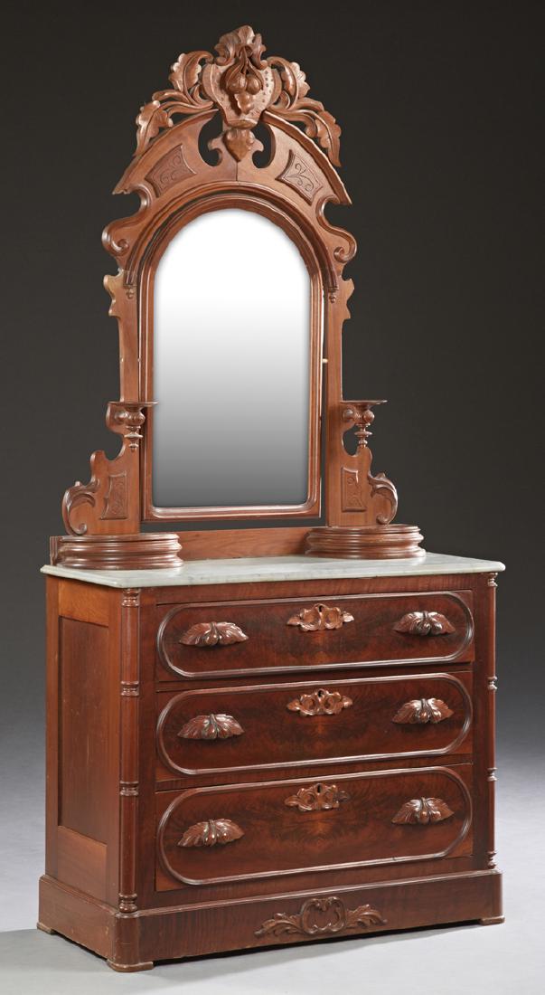 American Eastlake Carved Walnut Marble Top Dresser, c. (1 of 1)