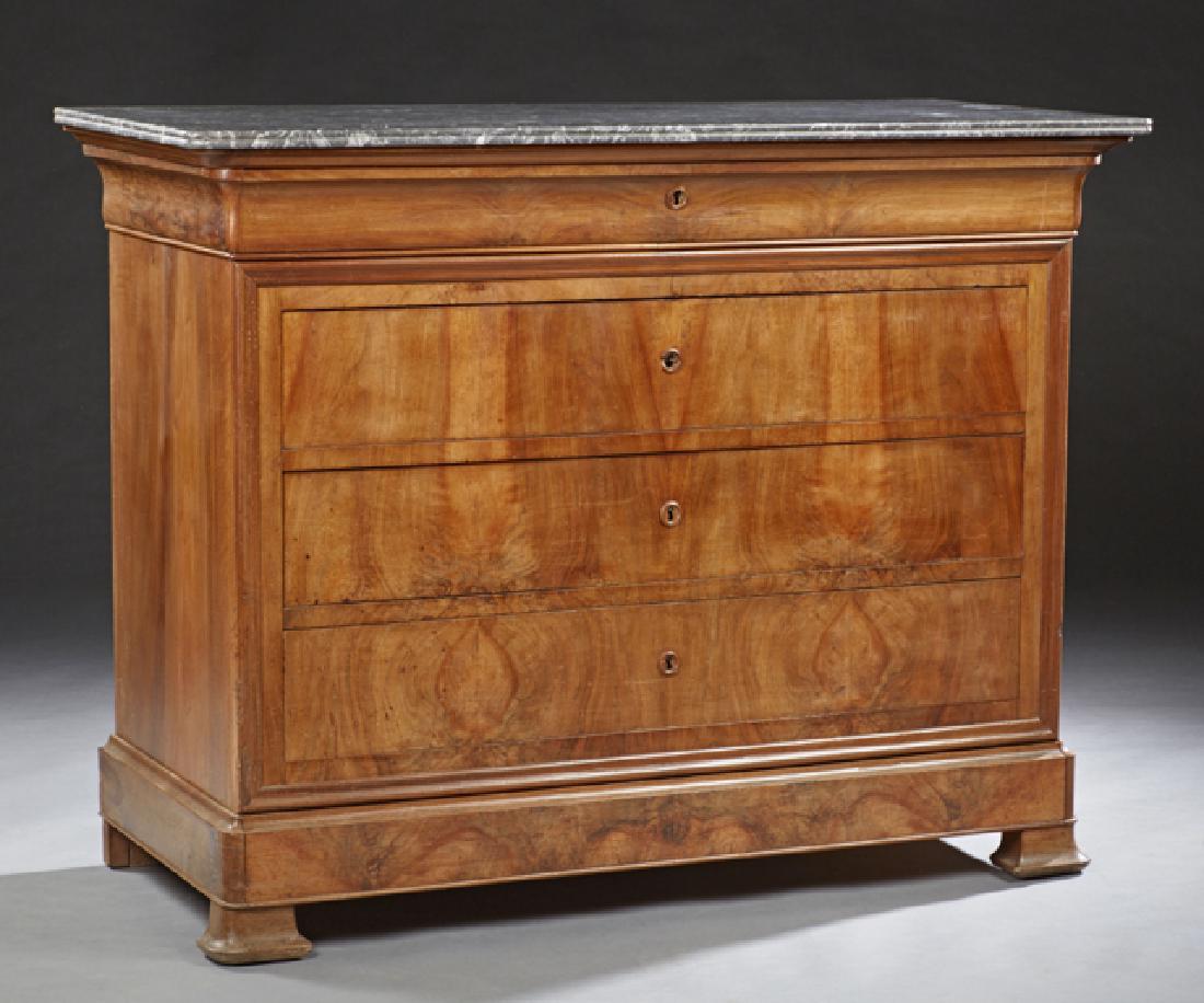 French Louis Philippe Carved Walnut Marble Top Commode, (1 of 6)