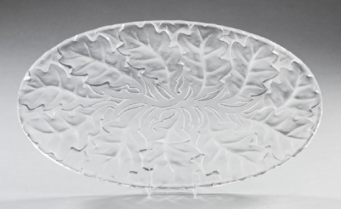 Lalique Clear and Frosted Glass Chene Platter, Post (1 of 1)