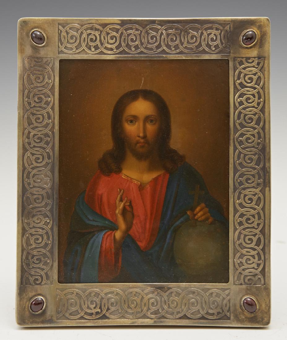 Russian Icon of Christ Pantocrator, 19th c., egg (1 of 1)