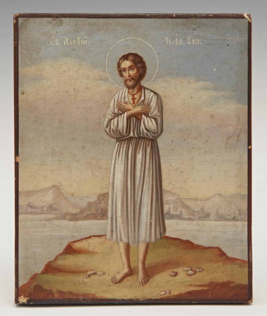 Russian Icon of Saint Alexis, 19th c., oil on panel, (1 of 1)