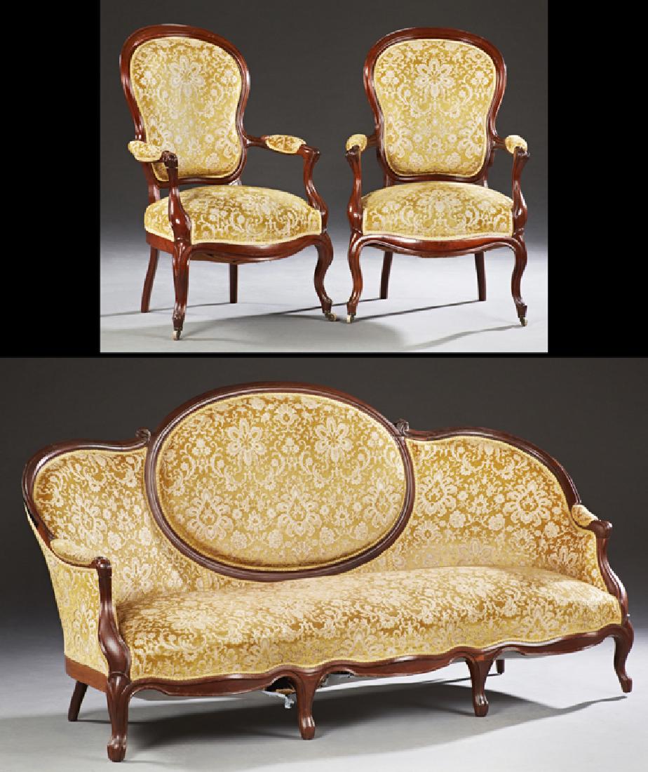 Three Piece French Louis XV Style Carved Mahogany (1 of 3)
