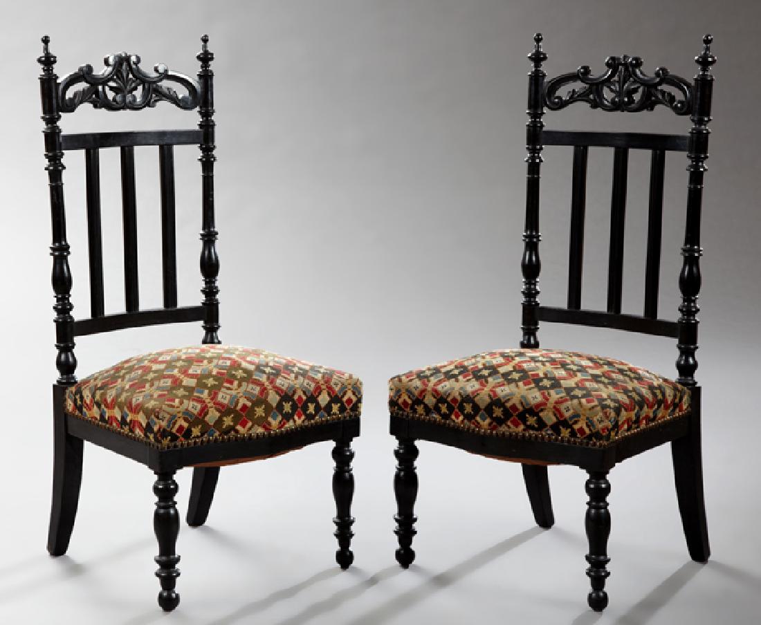 Pair of Late French Empire Ebonized Slipper Chairs, c. (1 of 1)