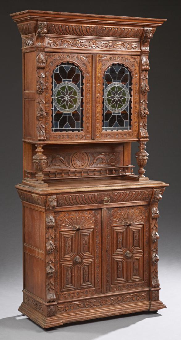 Continental Carved Oak Jacobean Style Buffet a Deux (1 of 1)