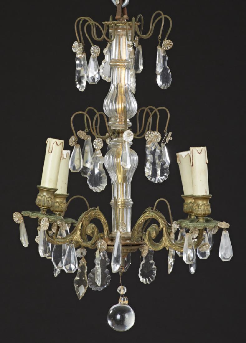 French Brass Louis XV Style Four Light Chandelier, late (1 of 1)