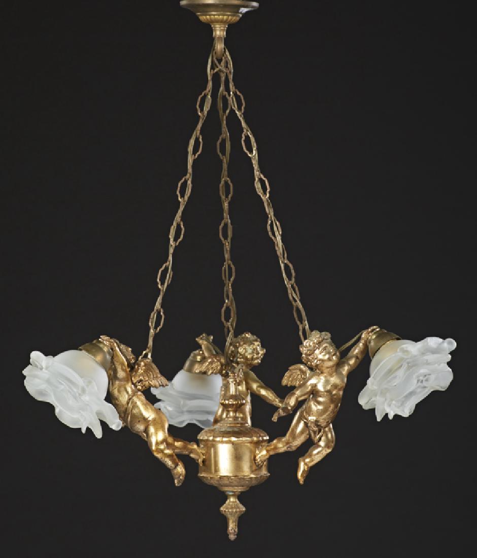 Diminutive French Gilt Bronze Figural Three Light (1 of 1)