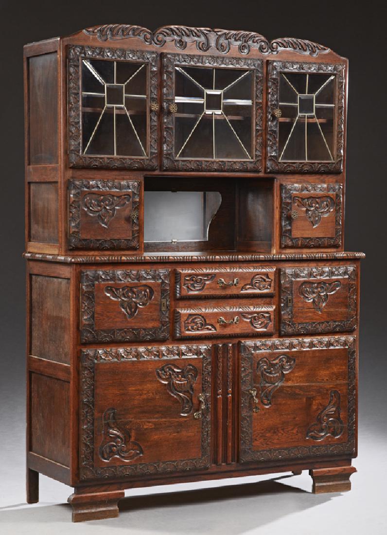 French Carved Oak Buffet a Deux Corps, early 20th c., (1 of 1)