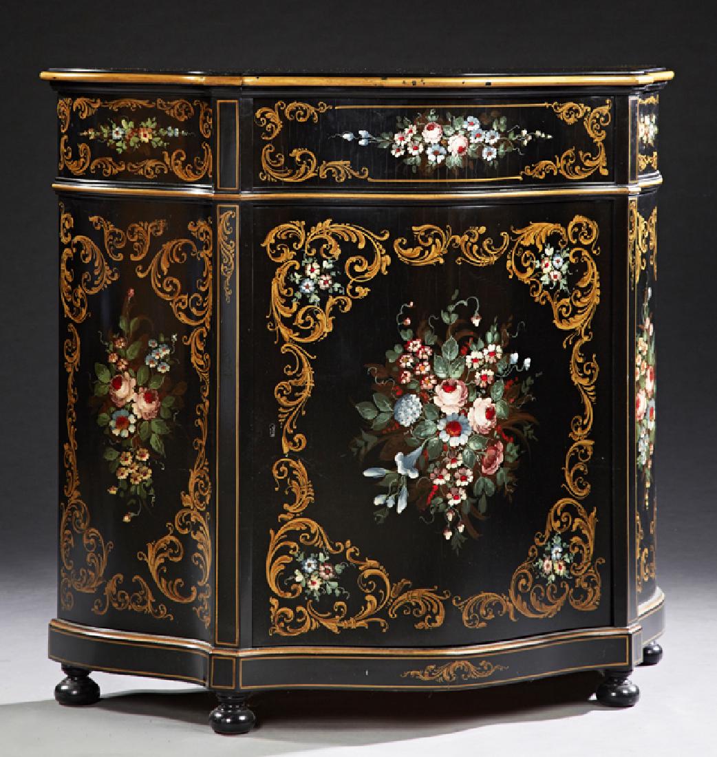 Italian Style Ebonized Mahogany Bombe Parlor Cabinet, (1 of 1)