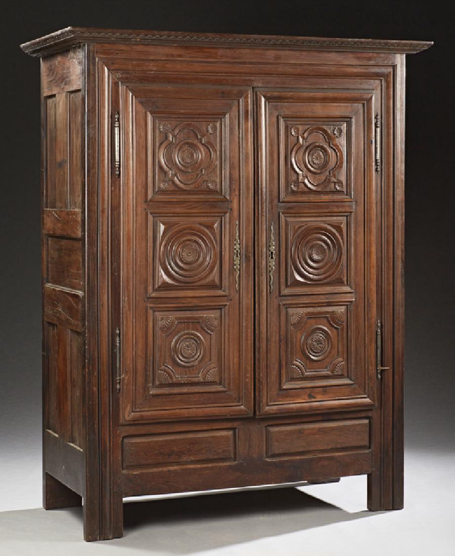 French Louis XIII Style Carved Oak Armoire, 19th c., (1 of 1)