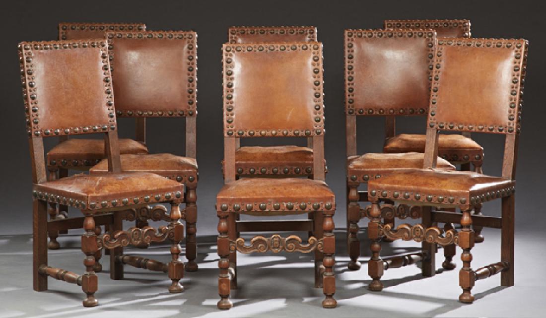 Set of Eight French Henri II Style Carved Oak Dining (1 of 1)