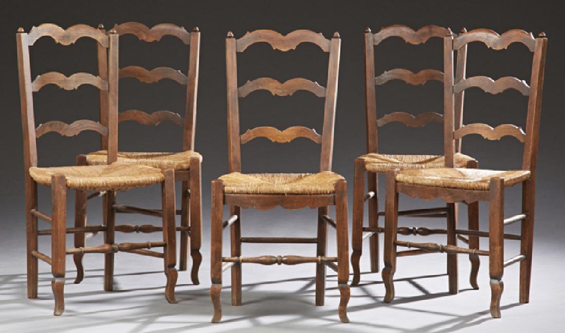 Set of Five French Provincial Carved Birch Rush Seat (1 of 1)