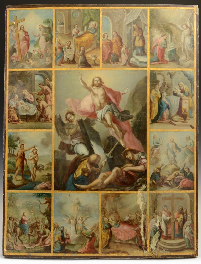 Russian Icon of the Resurrection and Feasts, early 19th (1 of 2)