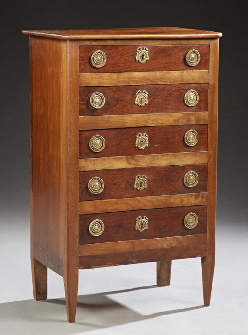 French Louis XVI Style Carved Walnut Marble Top Chest, (1 of 1)