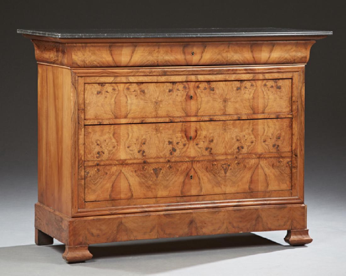 French Louis Philippe Carved Burled Walnut Marble Top (1 of 1)