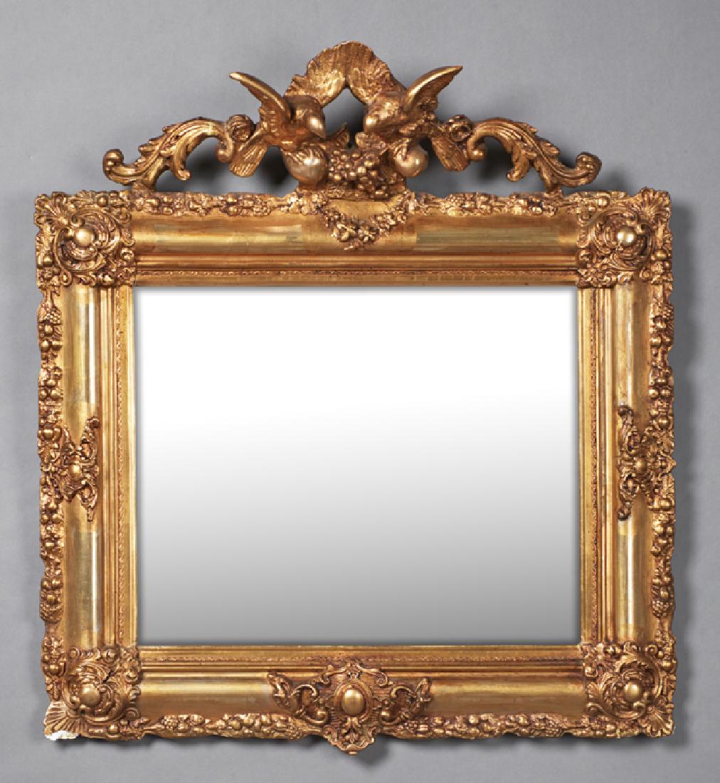 French Gold Leaf and Gesso Overmantle Mirror, 19th c., (1 of 1)