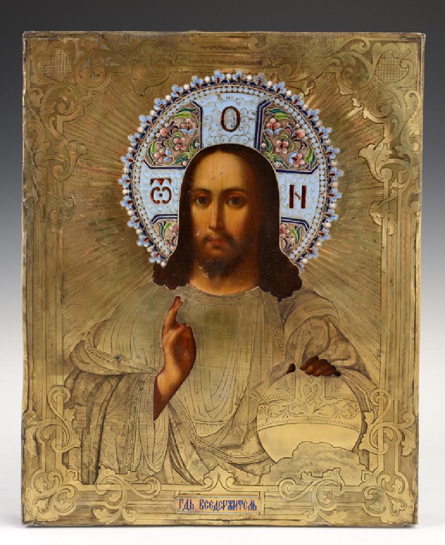 Russian Icon of Christ Pantocrator, 1867, Moscow, with (1 of 3)