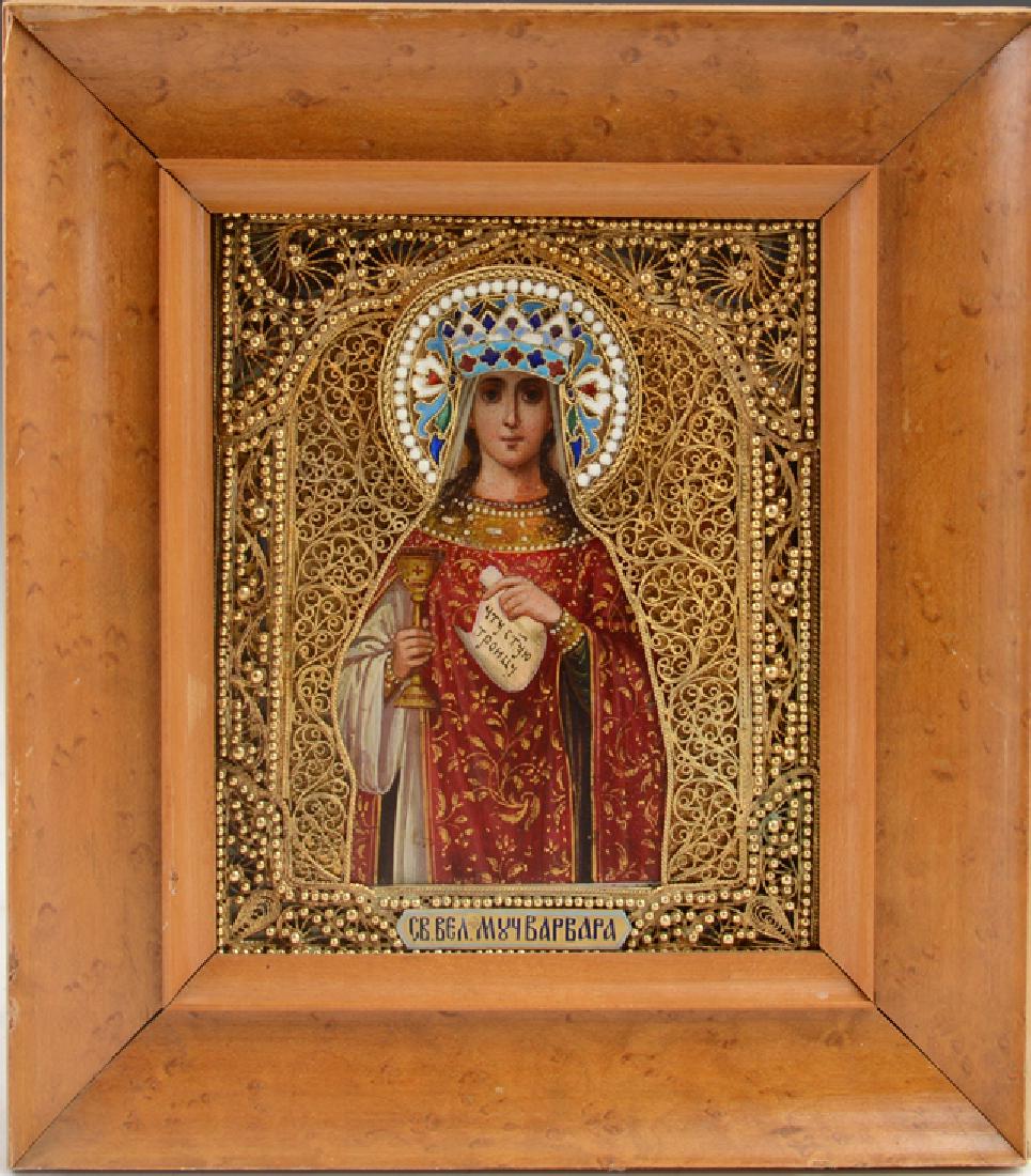 Russian Icon of Saint Barbara, Moscow, late 19th c., (1 of 3)