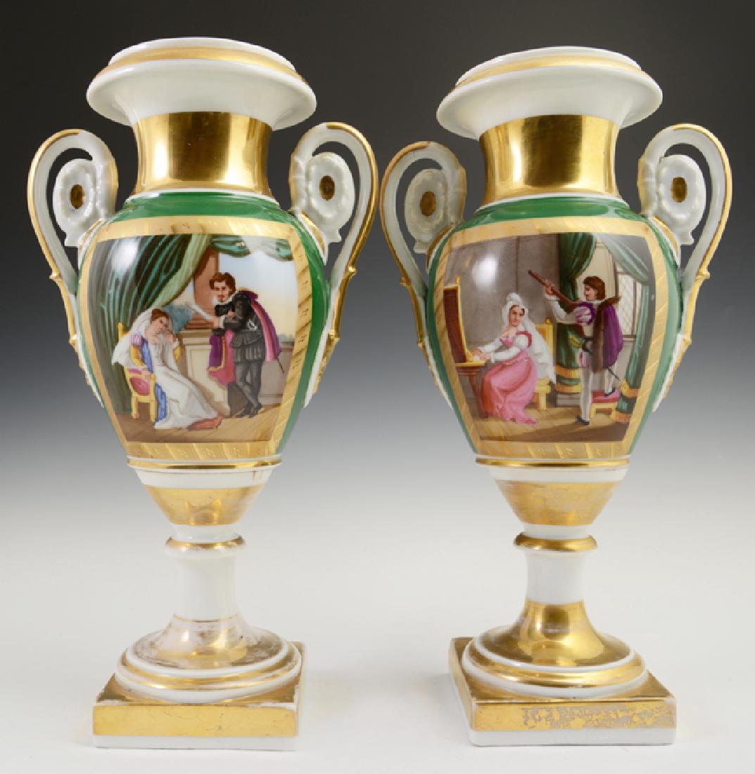 Pair of Old Paris Porcelain Baluster Handled Vases, (1 of 1)