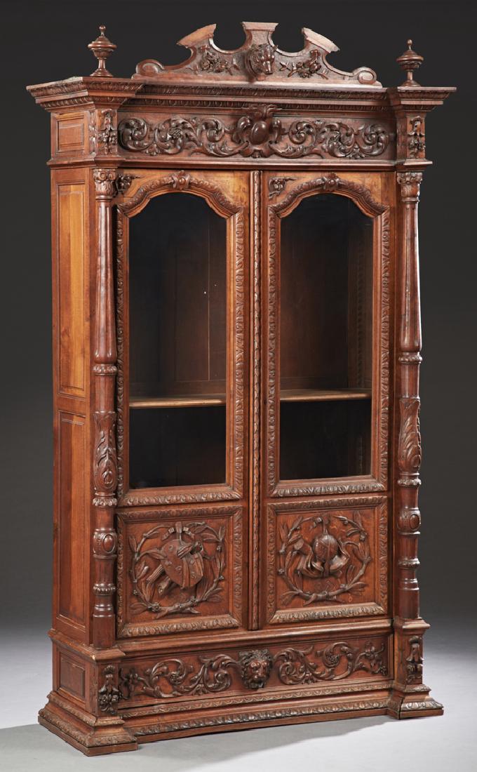 French Henri II Style Carved Oak Bookcase, 19th c., the (1 of 1)