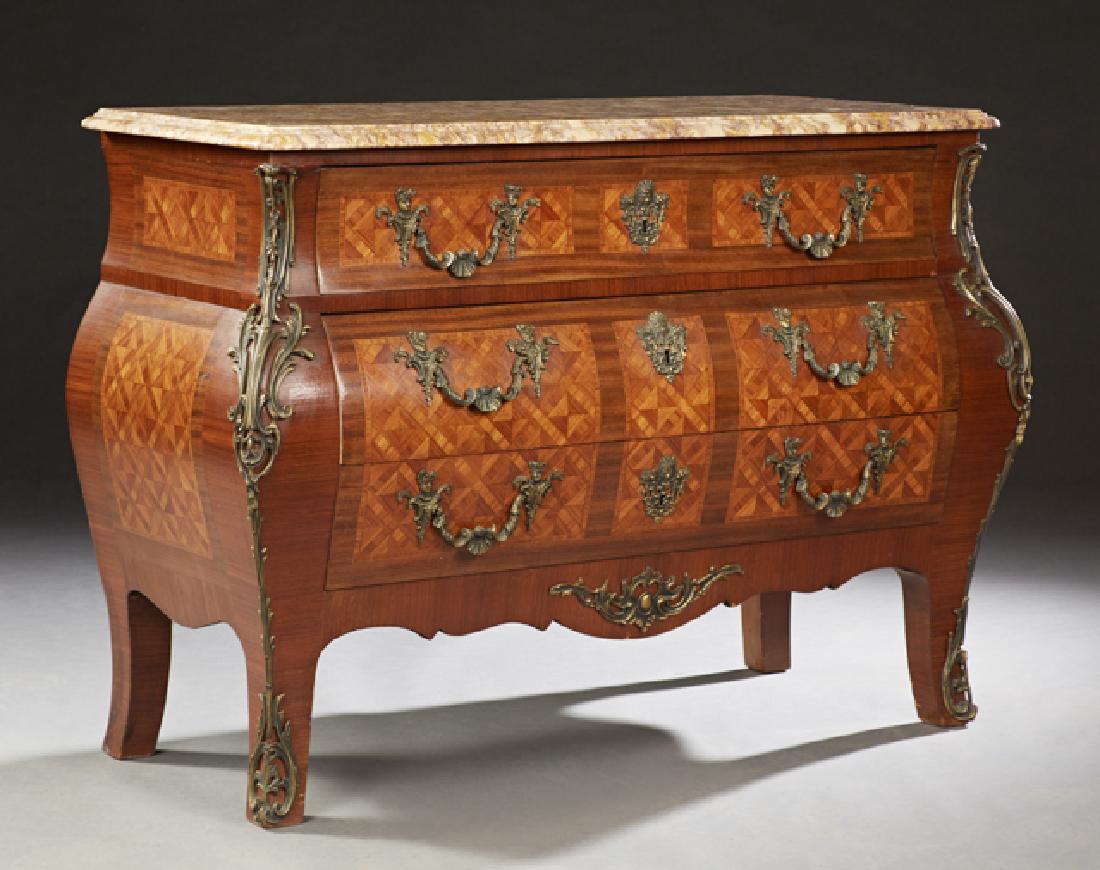 French Louis XV Style Carved Mahogany Parquetry Inlaid (1 of 1)