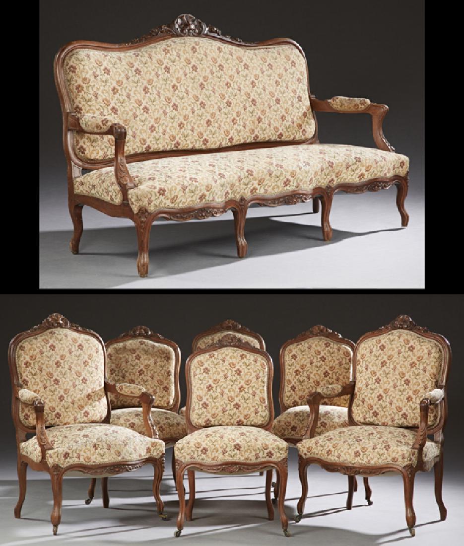 French Louis XV Style Carved Walnut Seven Piece Parlor (1 of 3)