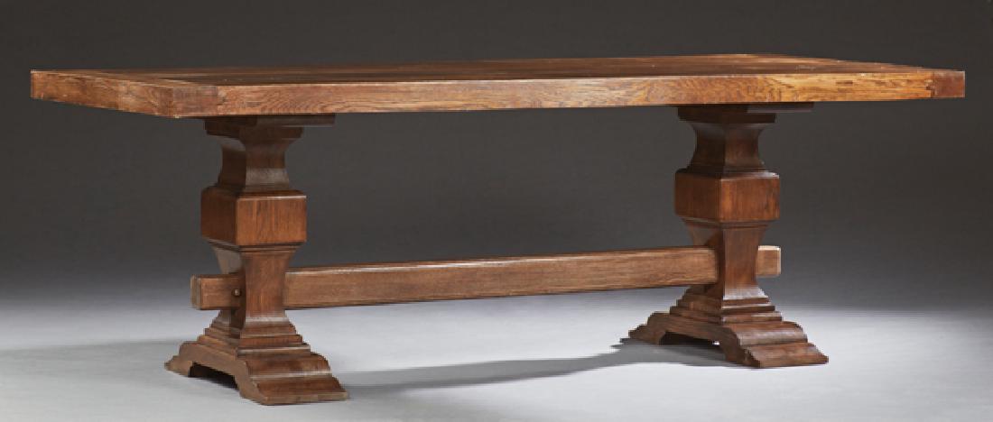French Provincial Carved Oak Farmhouse Table, 19th c., (1 of 5)